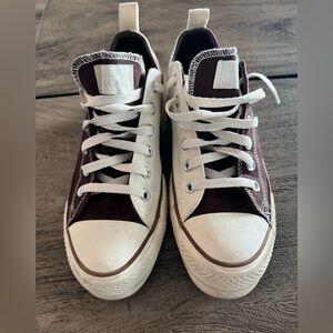 Converse custom Cream and Brown Lace-Up Sneakers